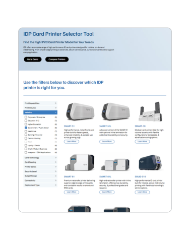 Compare ID Card Printers with IDP Card Printer Selector Tool